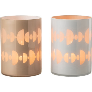 J-Line windlicht Halve Maan - glas - mix - large - 2 stuks