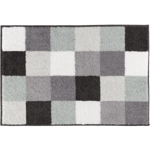 Casilin Badmat Antislip 65x115cm Blocks - Waterabsorberende Badkamermat - Wasbaar en Sneldrogend - Voor Douche en Bad - Hoogpolig - Acryl - Rechthoek - Grijs, Groen