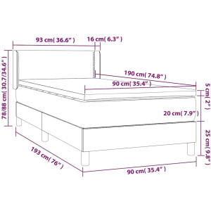 vidaXL - Boxspring - met - matras - stof - donkergrijs - 90x190 - cm