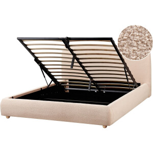 BLAGNAC - Bed met opbergruimte - Beige - 160 x 200 cm - Bouclé