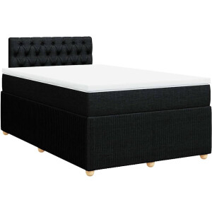 vidaXL - Boxspring - met - matras - stof - zwart - 120x200 - cm