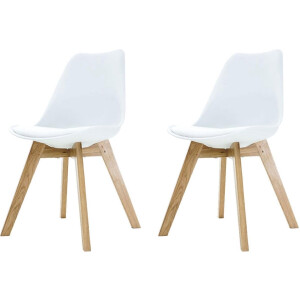 Essence Madera Eetkamerstoel wit - Houten onderstel - Set van 2