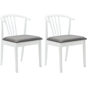 vidaXL - Eetkamerstoel - 2 - pcs - Wit - en - Grijs - Massief - Rubberhout
