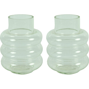 Countryfield Bloemenvaas Bubbles - 2x - helder transparant - glas - D17 x H22 cm