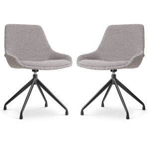Nolon Nola-Isa Eetkamerstoelen Set van 2 Bouclé Taupe - Draaibaar - Stof - Zwart Onderstel - Design - Scandinavisch - Comfortabel