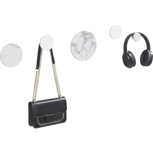 MIRA Home - Wandhaak - Wandknoppen - Kapstok - Wandkapstok - Wanddecoratie - Set van 5 - Industrieel - Marmerlook - Wit