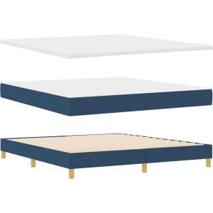 vidaXL - Boxspring - bed - met - matras - met - hoofdeinde - Blauw - 200 - x - 180 - cm - Stof