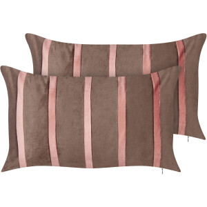 BELIANI CRODYLINE - Sierkussen set van 2 - Bruin/Roze - 35 x 60 cm - Fluweel