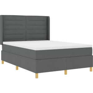 vidaXL - Boxspring - bed - met - LED-stripverlichting - Grijs - 140 - x - 200 - cm - Stof