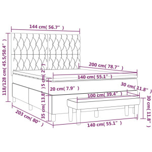vidaXL - Boxspring - met - matras - stof - crèmekleurig - 140x200 - cm