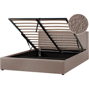 MONTLAUR - Bed met opbergruimte - Taupe - 160 x 200 cm - Bouclé