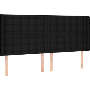 vidaXL - Hoofdbord - met - randen - 163x16x118/128 - cm - stof - zwart