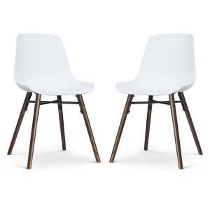 Nolon Nena-Pip Eetkamerstoelen Set van 2 Wit - Kunststof Zitting - Houten Poten - Walnoot - Modern - Scandinavisch