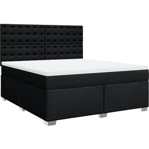 vidaXL - Boxspring - met - matras - stof - zwart - 180x200 - cm
