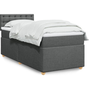 vidaXL - Boxspring - met - matras - stof - donkergrijs - 80x200 - cm