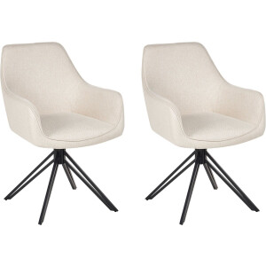 JODAR - Eetkamerstoel set van 2 - Lichtbeige - Polyester