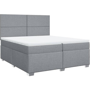 vidaXL - Boxspring - met - matras - stof - lichtgrijs - 200x200 - cm