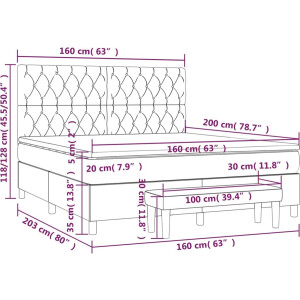 vidaXL - Boxspring - met - matras - stof - crèmekleurig - 160x200 - cm