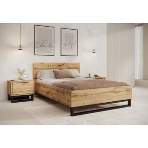 Meubella - Tweepersoonsbed Harlow - Eiken - 140x200 cm