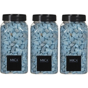 3x Decoratie/hobby steentjes licht blauw 650 ml - Home Deco - Woonaccessoires - Decoratie materialen