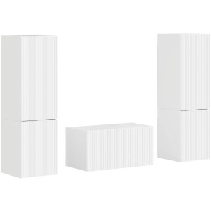 vidaXL - Tv-meubelset - 5 - pcs - Hoogglans - wit - Bewerkt - hout