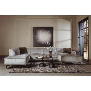 Tower Living - Leeds U-bank: chaise R + ottoman L touch - lichgrijs