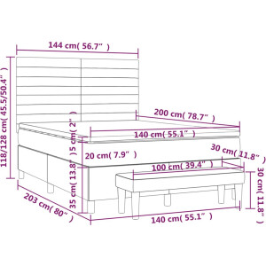 vidaXL - Boxspring - met - matras - stof - donkerbruin - 140x200 - cm