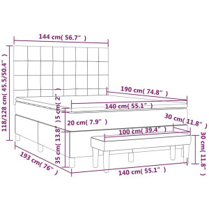 vidaXL - Boxspring - met - matras - stof - zwart - 140x190 - cm