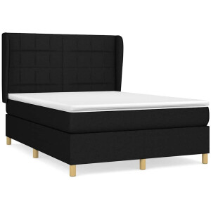 vidaXL - Boxspring - met - matras - stof - zwart - 140x190 - cm