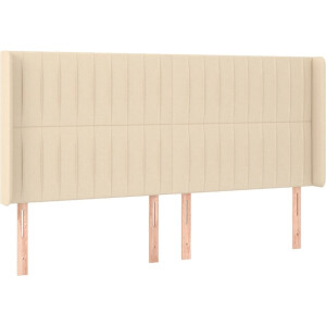 vidaXL - Hoofdbord - met - randen - 203x16x118/128 - cm - stof - crèmekleurig