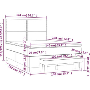 vidaXL - Boxspring - met - matras - stof - donkergrijs - 140x190 - cm