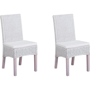 BELIANI ANDES - Eetkamerstoel - Gebroken wit - Rotan