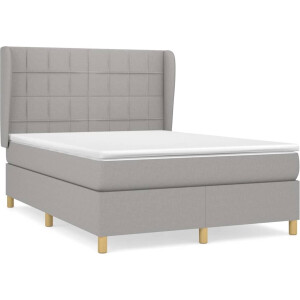 vidaXL - Boxspring - met - matras - stof - lichtgrijs - 140x200 - cm