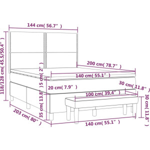 vidaXL - Boxspring - met - matras - stof - crèmekleurig - 140x200 - cm