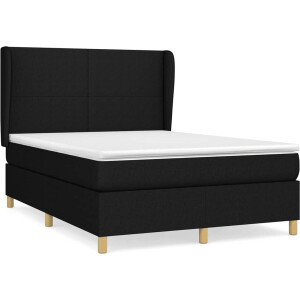vidaXL - Boxspring - met - matras - stof - zwart - 140x200 - cm