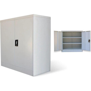 vidaXL - Kantoorkast - met - 2 - deuren - 90 - cm - staal - grijs