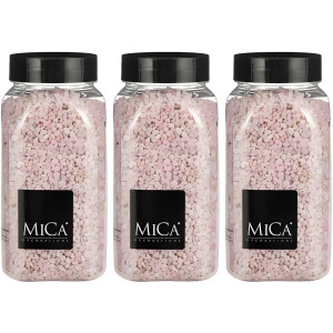 Mica Decorations decoratie stenen/granulaat - 3x - 650ml - roze - hobby steentjes
