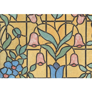 2Lif Decoratie raamfolie Nizza gebloemd glas in lood transparant 45m x 2 meter zelfklevend - Decoratiefolie - Plakplastic - Plakfolie