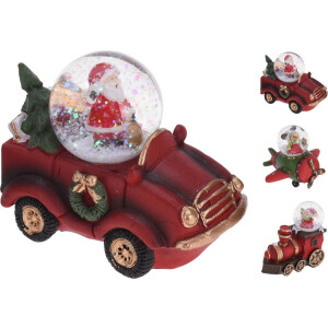 Kersthuisjebestellen - Set van 3 stuks - Waterbal - Schuddebol - Waterbol - Kerstfiguren in Voertuig - 10cm - 3ass - Kerstgeschenken
