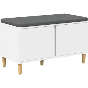 vidaXL - Hallenbank - Wit - 80 - x - 38 - x - 46 - cm - Geengineerd - Hout - en - Stof