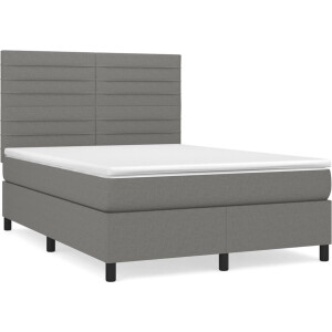 vidaXL - Boxspring - met - matras - stof - donkergrijs - 140x200 - cm