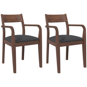 vidaXL - Eetkamerstoelen - met - kussens - 2 - st - massief - hout - rubber - bruin