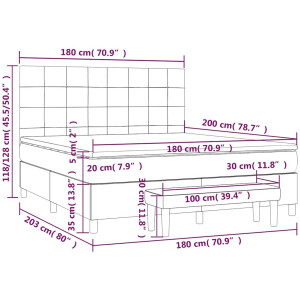 vidaXL - Boxspring - met - matras - stof - zwart - 180x200 - cm