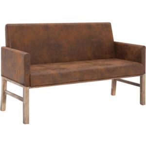 vidaXL - Bankje - met - armleuning - 140 - cm - kunstsuède - bruin