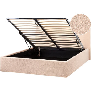 ORBEY - Bed met opbergruimte - Beige - 120 x 200 cm - Bouclé