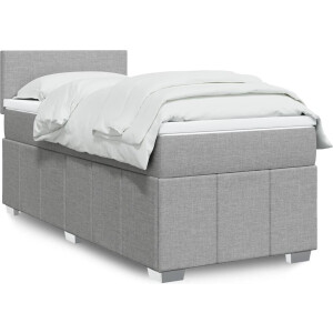 vidaXL - Boxspring - met - matras - stof - lichtgrijs - 80x200 - cm