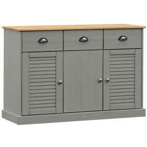 vidaXL - Dressoir - met - lades - VIGO - 113x40x75 - cm - massief - grenenhout - grijs