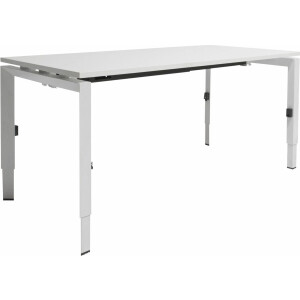 Linesto N4 bureau, hoogte instelbaar (65-85cm) met 120x80cm lindberg eiken zwevend 25mm blad en zwart (RAL9005) vierpoot N-frame (poot rechthoekig 66 x 26 mm.), (met geintegreerde kabelgoot)