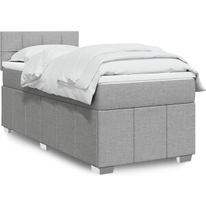 vidaXL - Boxspring - met - matras - stof - lichtgrijs - 90x200 - cm