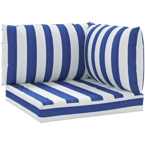 vidaXL - Palletkussens - 3 - st - gestreept - oxford - stof - wit - en - blauw